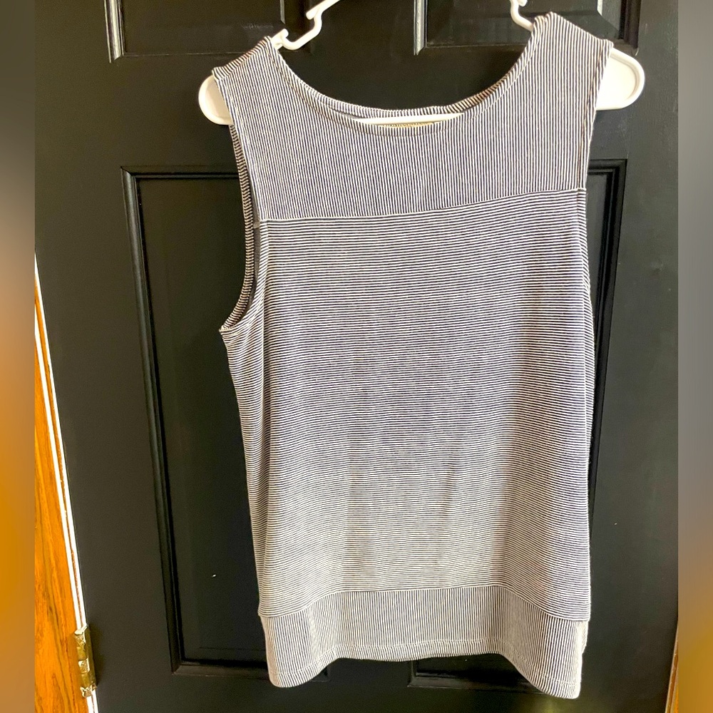 Blue and white striped tank top